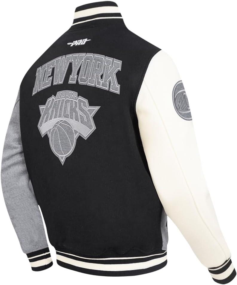 imagePro Standard NBA mens Mens Nba Reverse French Terry Wool Varsity JacketBlackGrayEggshell