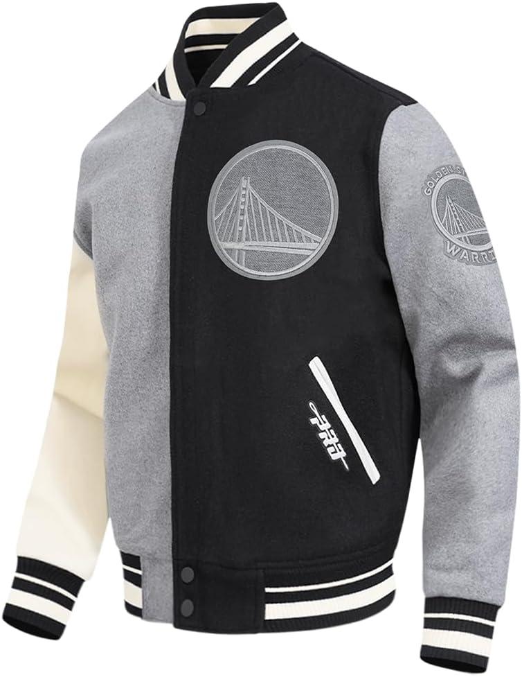 imagePro Standard NBA mens Mens Nba Reverse French Terry Wool Varsity JacketBlackGrayEggshell
