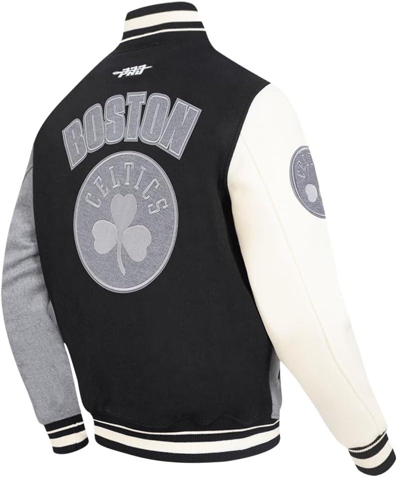 imagePro Standard NBA mens Mens Nba Reverse French Terry Wool Varsity JacketBlackGrayEggshell