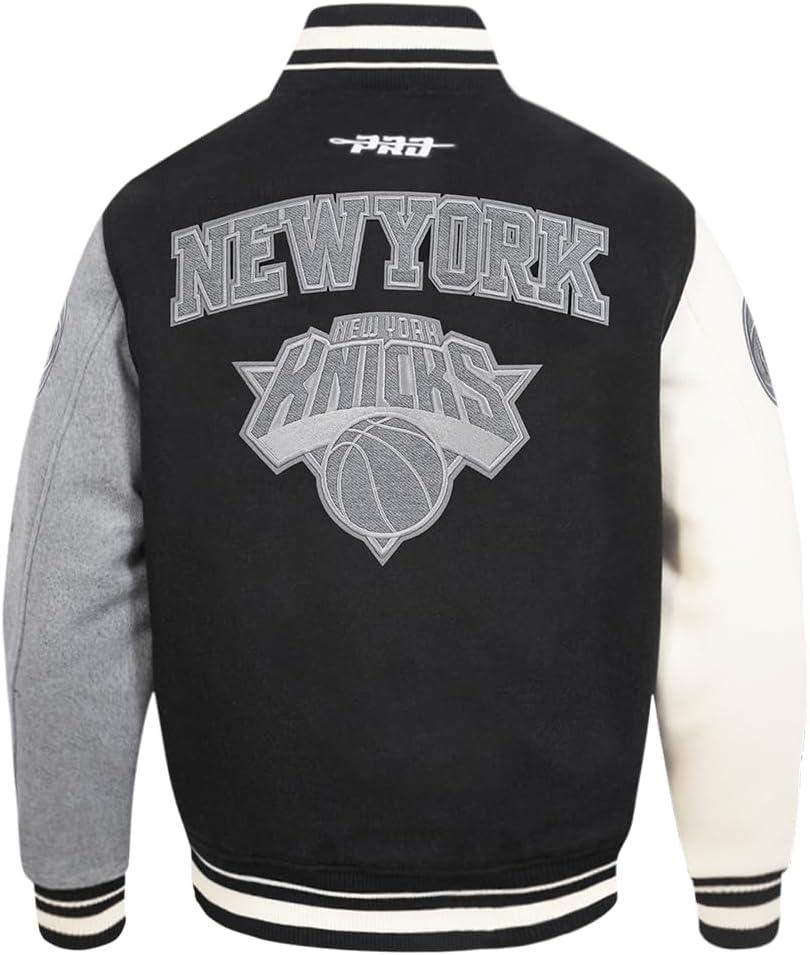 imagePro Standard NBA mens Mens Nba Reverse French Terry Wool Varsity JacketBlackGrayEggshell