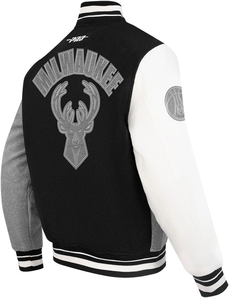 imagePro Standard NBA mens Mens Nba Reverse French Terry Wool Varsity JacketBlackGrayEggshell