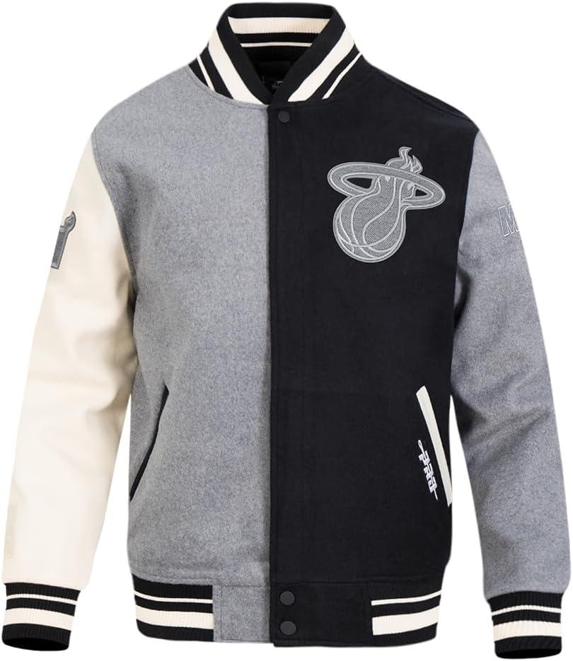 imagePro Standard NBA mens Mens Nba Reverse French Terry Wool Varsity JacketBlackGrayEggshell