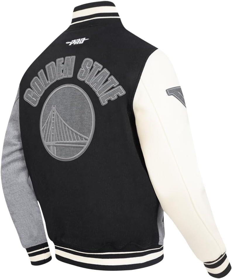 imagePro Standard NBA mens Mens Nba Reverse French Terry Wool Varsity JacketBlackGrayEggshell