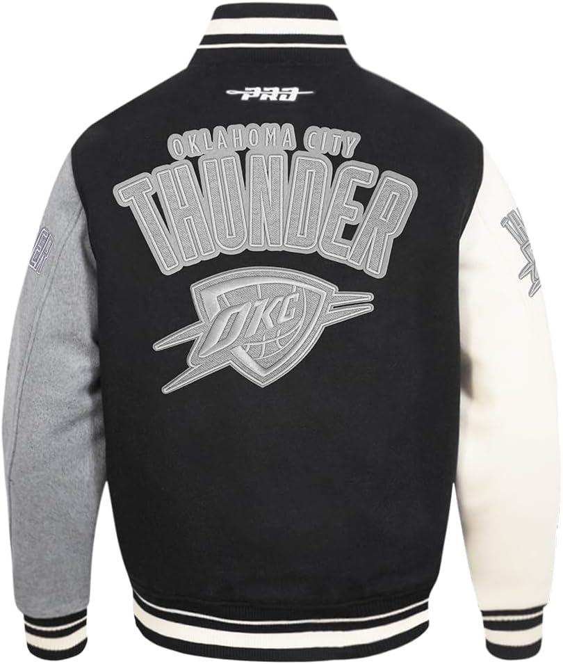 imagePro Standard NBA mens Mens Nba Reverse French Terry Wool Varsity JacketBlackGrayEggshell