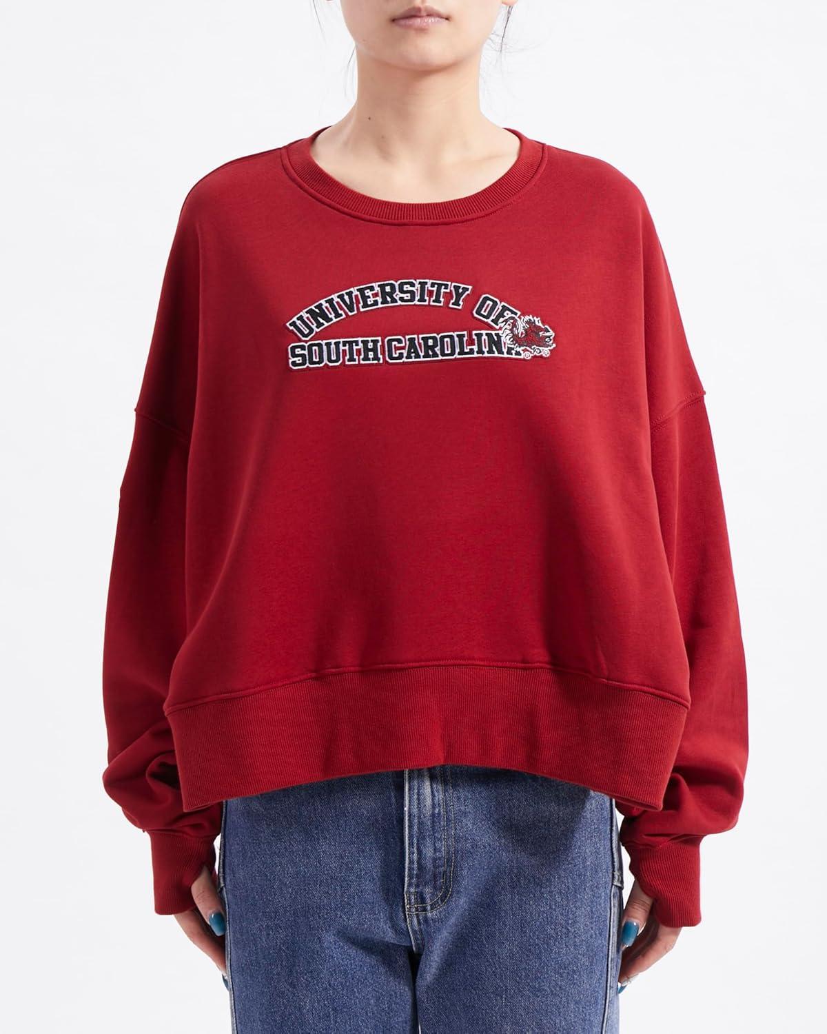 imagePro Standard NCAA womens Womens College Classic Essentials Brushed Back French Terry Crewneck SweatshirtCardinal Red