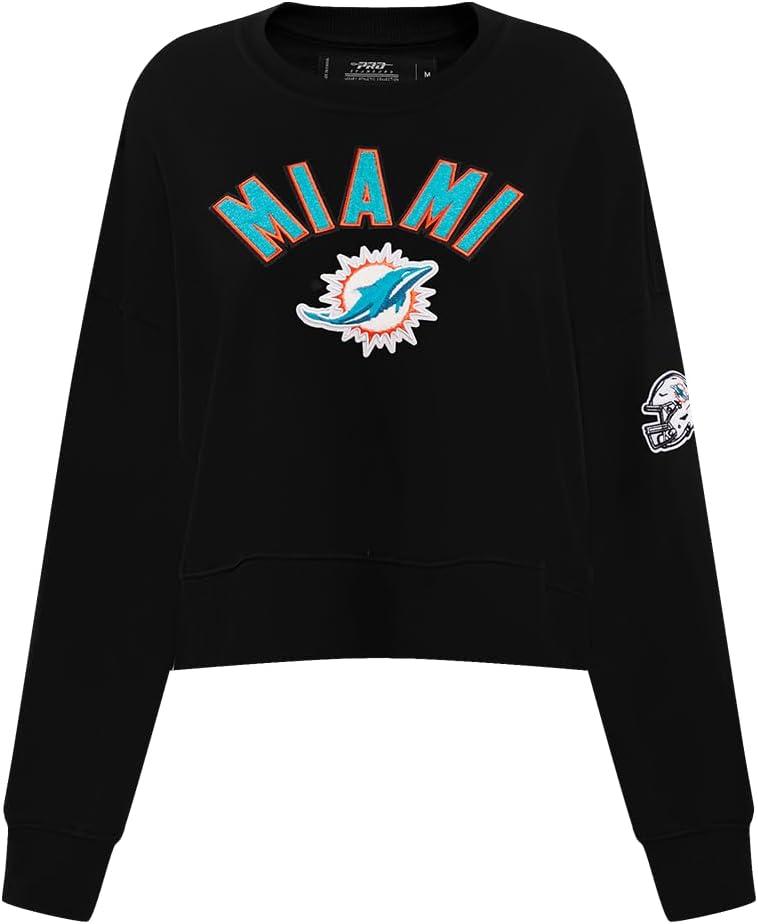 imagePro Standard Womens NFL Classic Chenille Brushed Back French Terry Crewneck SweatshirtBlack