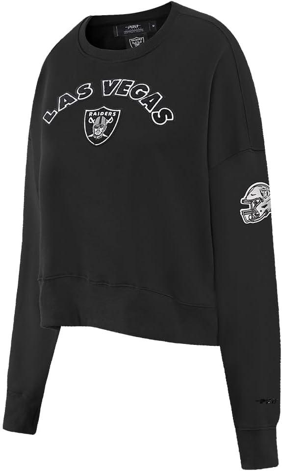 imagePro Standard Womens NFL Classic Chenille Brushed Back French Terry Crewneck SweatshirtBlack