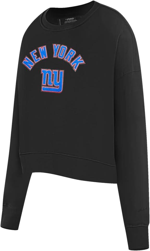 imagePro Standard Womens NFL Classic Chenille Brushed Back French Terry Crewneck SweatshirtBlack
