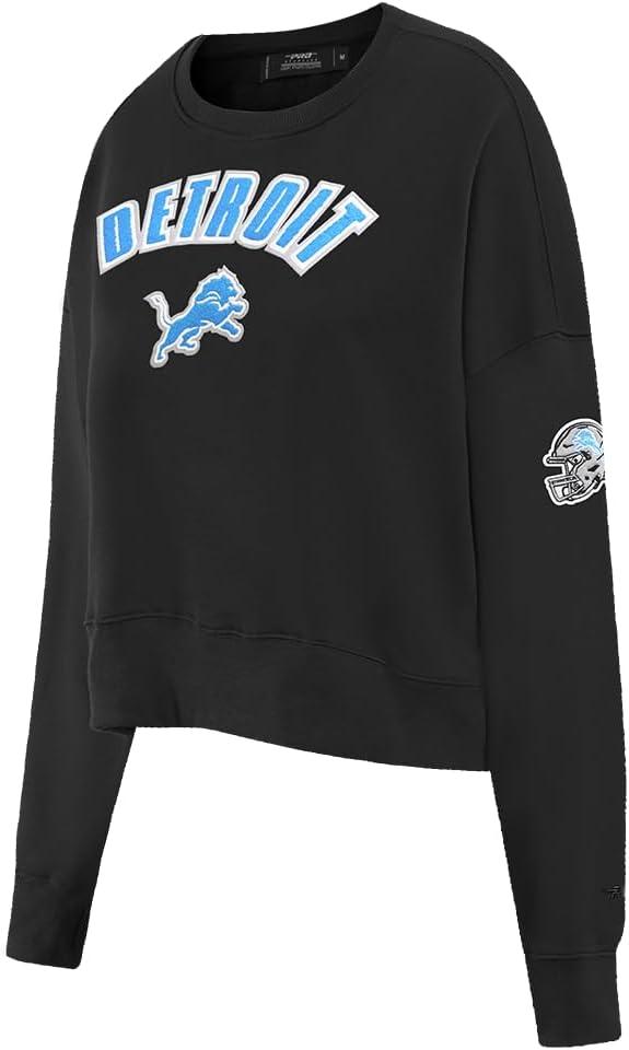 imagePro Standard Womens NFL Classic Chenille Brushed Back French Terry Crewneck SweatshirtBlack