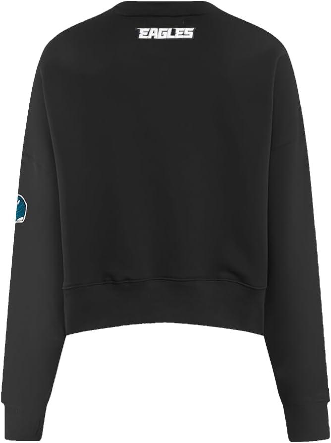 imagePro Standard Womens NFL Classic Chenille Brushed Back French Terry Crewneck SweatshirtBlack