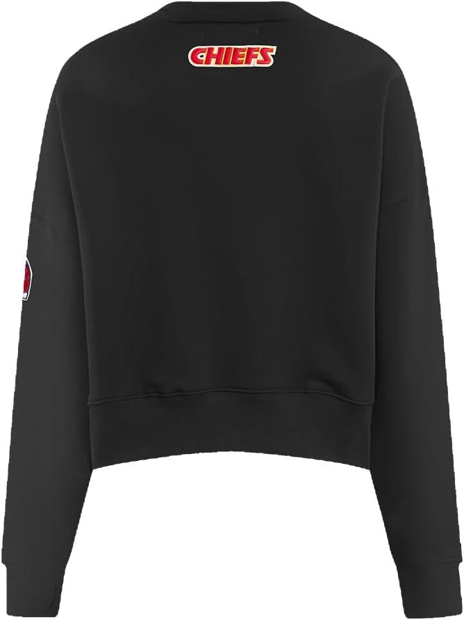 imagePro Standard Womens NFL Classic Chenille Brushed Back French Terry Crewneck SweatshirtBlack