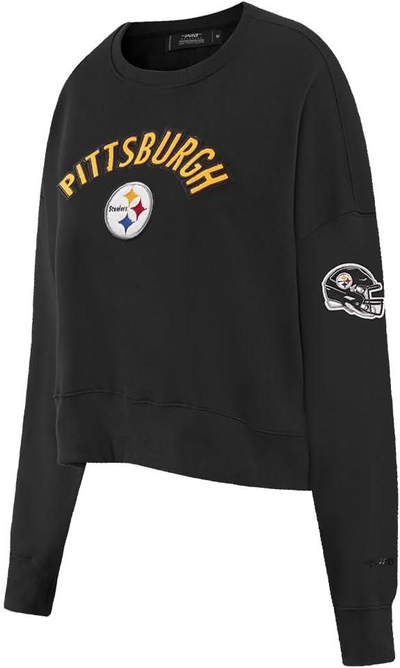 imagePro Standard Womens NFL Classic Chenille Brushed Back French Terry Crewneck SweatshirtBlack