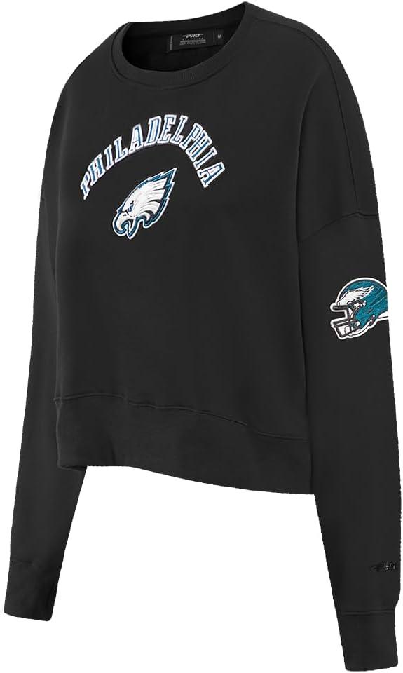 imagePro Standard Womens NFL Classic Chenille Brushed Back French Terry Crewneck SweatshirtBlack