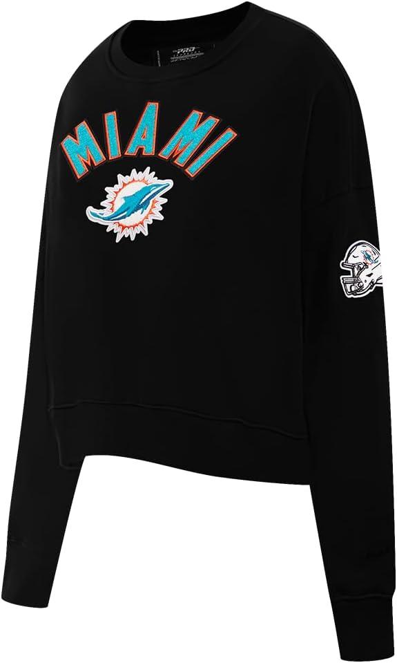 imagePro Standard Womens NFL Classic Chenille Brushed Back French Terry Crewneck SweatshirtBlack