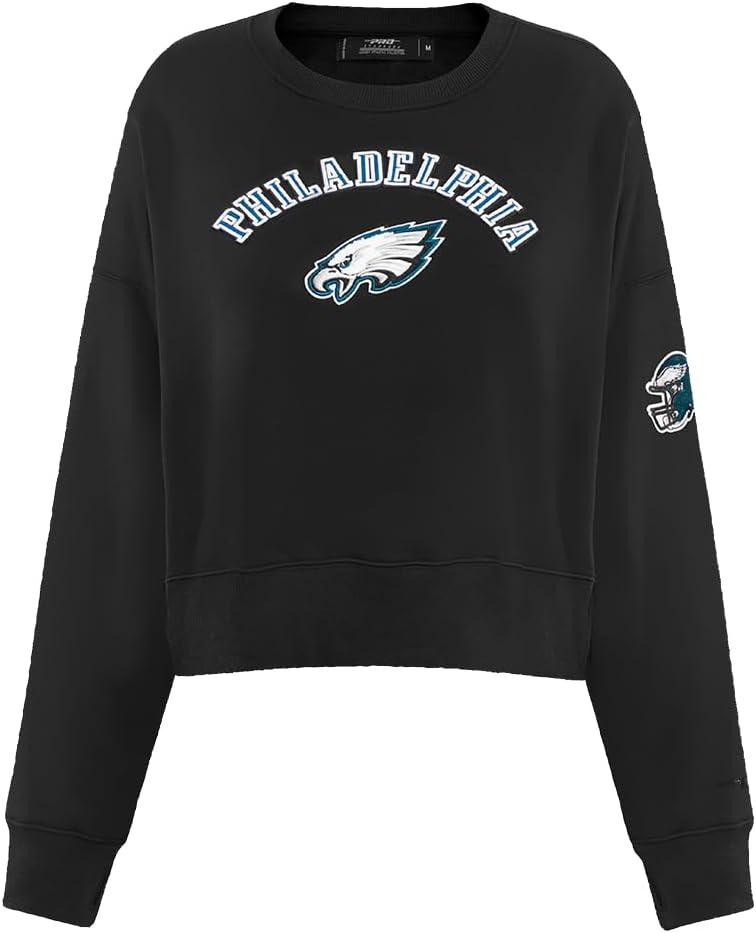 imagePro Standard Womens NFL Classic Chenille Brushed Back French Terry Crewneck SweatshirtBlack