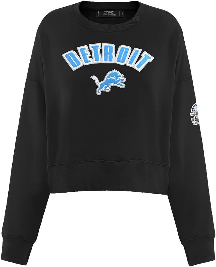 imagePro Standard Womens NFL Classic Chenille Brushed Back French Terry Crewneck SweatshirtBlack