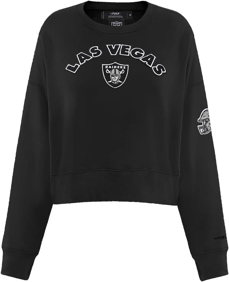 imagePro Standard Womens NFL Classic Chenille Brushed Back French Terry Crewneck SweatshirtBlack