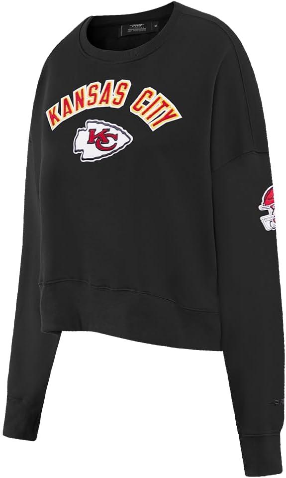 imagePro Standard Womens NFL Classic Chenille Brushed Back French Terry Crewneck SweatshirtBlack