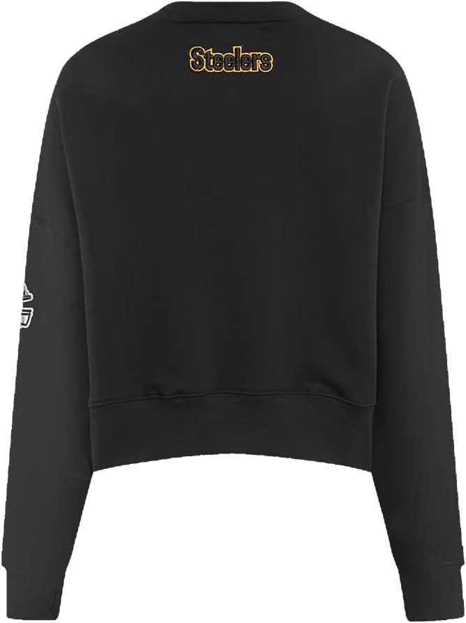 imagePro Standard Womens NFL Classic Chenille Brushed Back French Terry Crewneck SweatshirtBlack