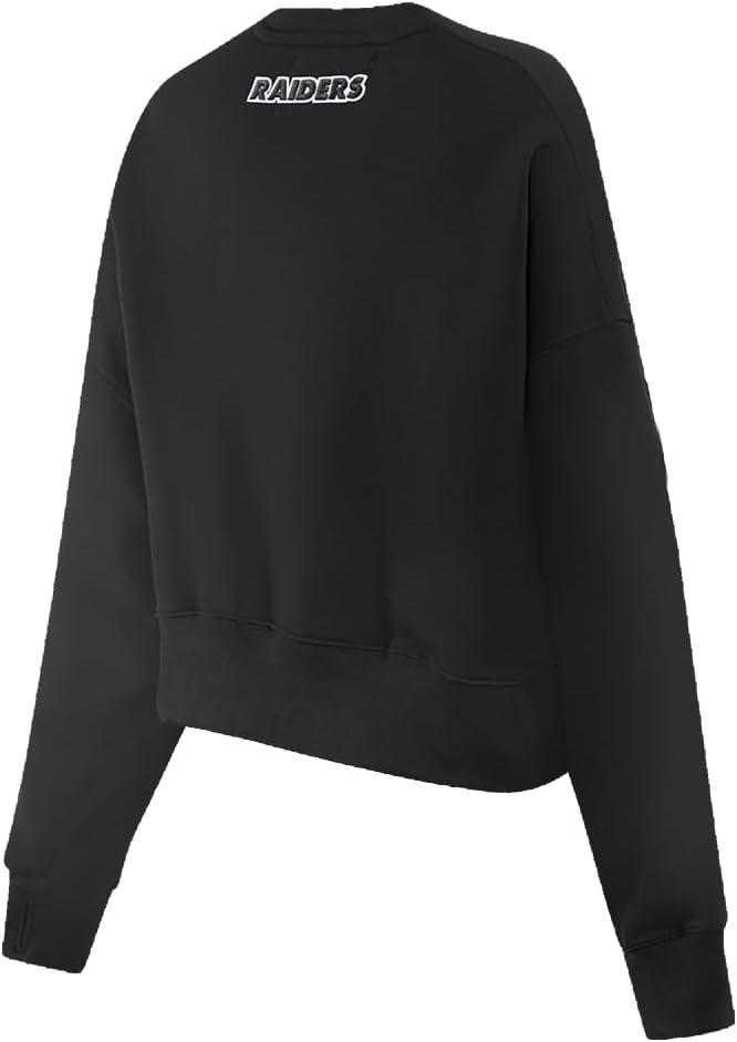 imagePro Standard Womens NFL Classic Chenille Brushed Back French Terry Crewneck SweatshirtBlack