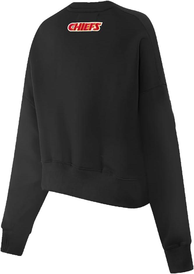 imagePro Standard Womens NFL Classic Chenille Brushed Back French Terry Crewneck SweatshirtBlack