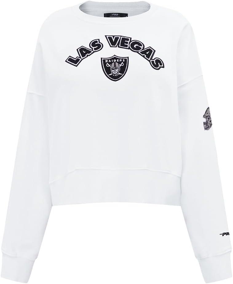 imagePro Standard Womens NFL Classic Chenille Brushed Back French Terry Crewneck SweatshirtWhite