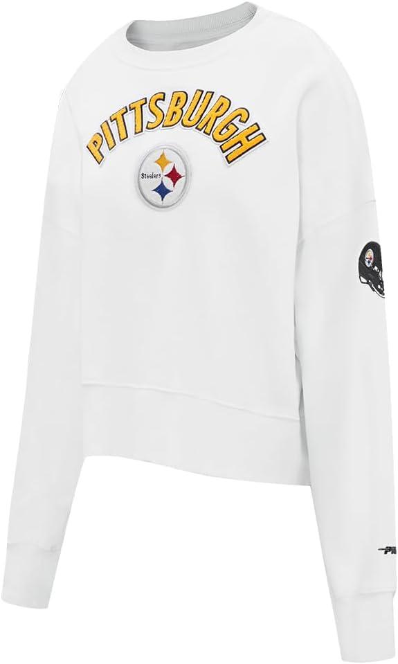 imagePro Standard Womens NFL Classic Chenille Brushed Back French Terry Crewneck SweatshirtWhite