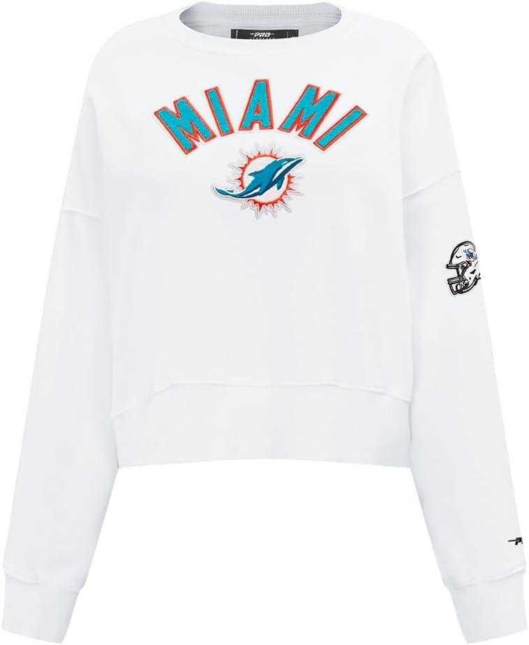 imagePro Standard Womens NFL Classic Chenille Brushed Back French Terry Crewneck SweatshirtWhite