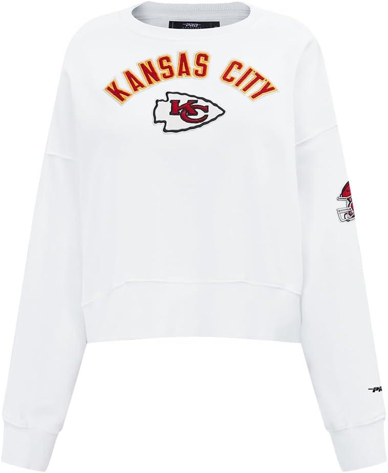 imagePro Standard Womens NFL Classic Chenille Brushed Back French Terry Crewneck SweatshirtWhite
