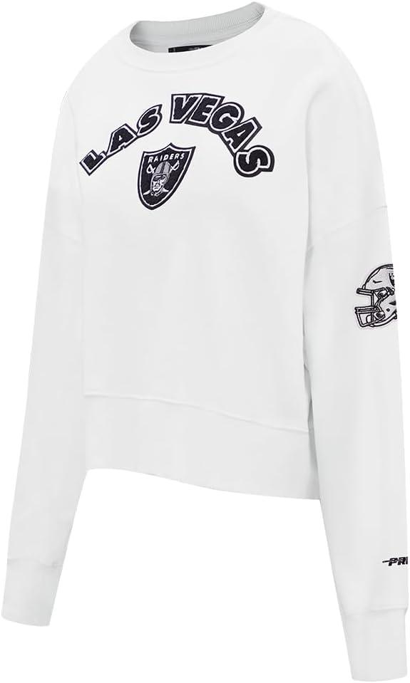 imagePro Standard Womens NFL Classic Chenille Brushed Back French Terry Crewneck SweatshirtWhite