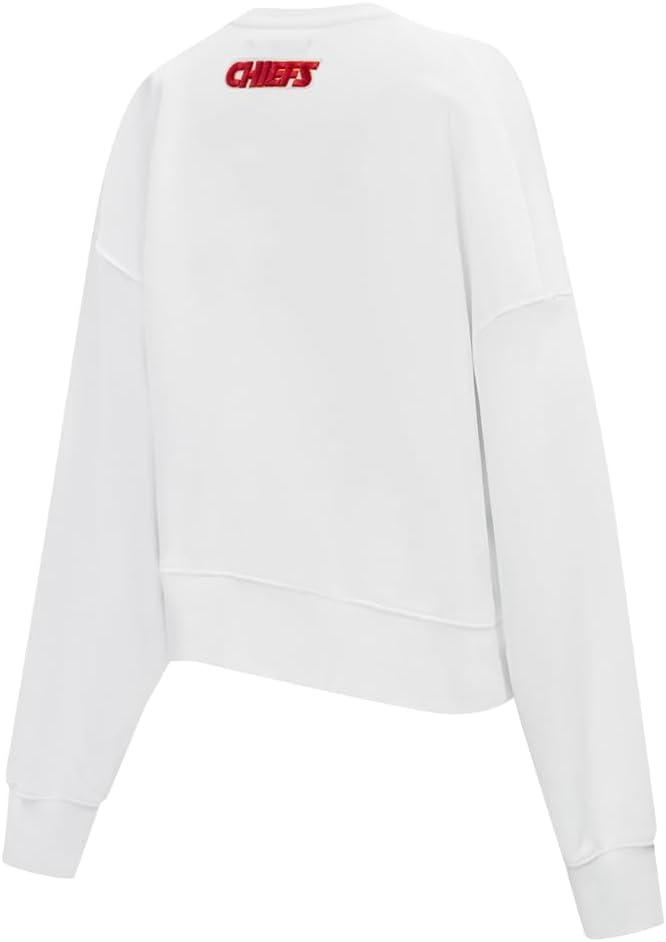 imagePro Standard Womens NFL Classic Chenille Brushed Back French Terry Crewneck SweatshirtWhite