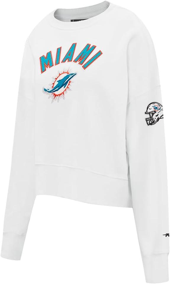 imagePro Standard Womens NFL Classic Chenille Brushed Back French Terry Crewneck SweatshirtWhite