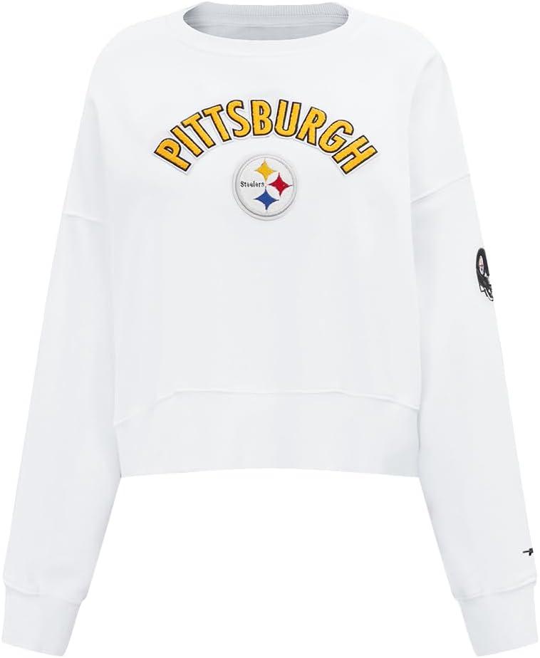 imagePro Standard Womens NFL Classic Chenille Brushed Back French Terry Crewneck SweatshirtWhite