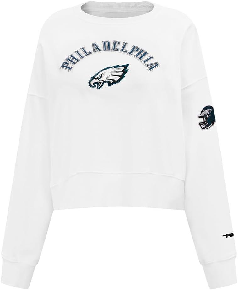 imagePro Standard Womens NFL Classic Chenille Brushed Back French Terry Crewneck SweatshirtWhite
