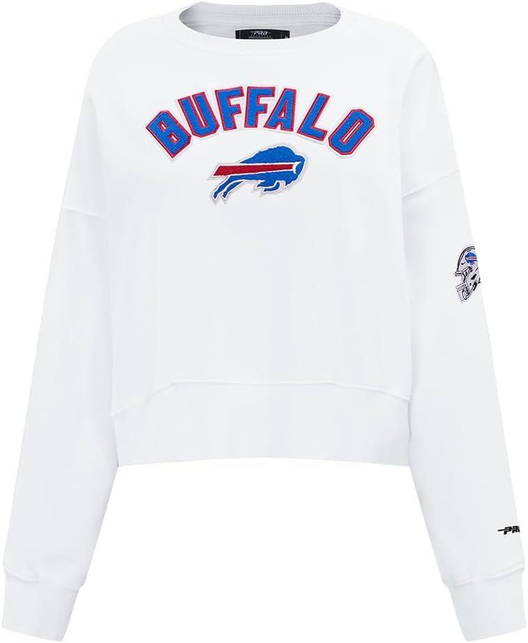 imagePro Standard Womens NFL Classic Chenille Brushed Back French Terry Crewneck SweatshirtWhite