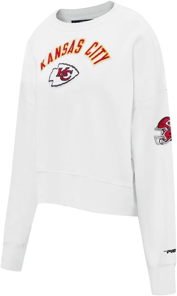 imagePro Standard Womens NFL Classic Chenille Brushed Back French Terry Crewneck SweatshirtWhite