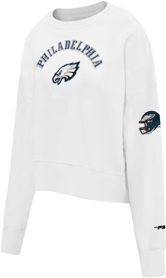 imagePro Standard Womens NFL Classic Chenille Brushed Back French Terry Crewneck SweatshirtWhite