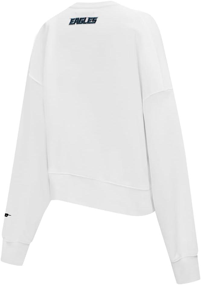 imagePro Standard Womens NFL Classic Chenille Brushed Back French Terry Crewneck SweatshirtWhite