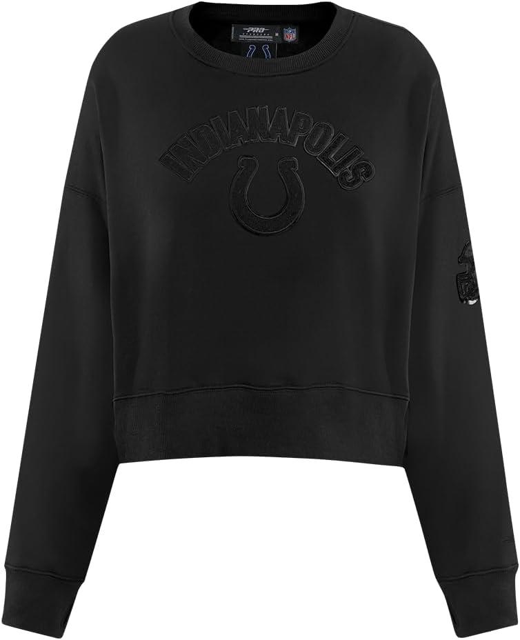 imagePro Standard Womens NFL Classic Triple Black Brushed Back French Terry Crewneck SweatshirtTriple Black