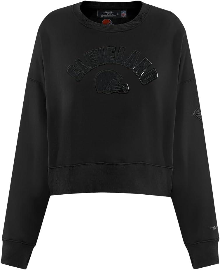 imagePro Standard Womens NFL Classic Triple Black Brushed Back French Terry Crewneck SweatshirtTriple Black