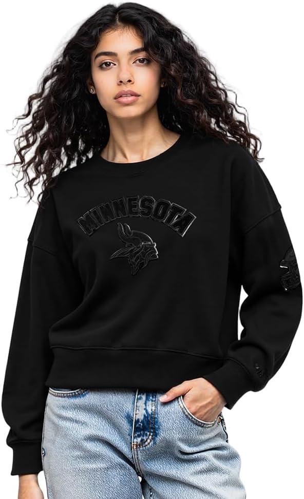imagePro Standard Womens NFL Classic Triple Black Brushed Back French Terry Crewneck SweatshirtTriple Black