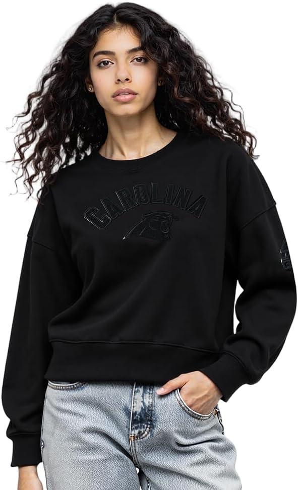 imagePro Standard Womens NFL Classic Triple Black Brushed Back French Terry Crewneck SweatshirtTriple Black