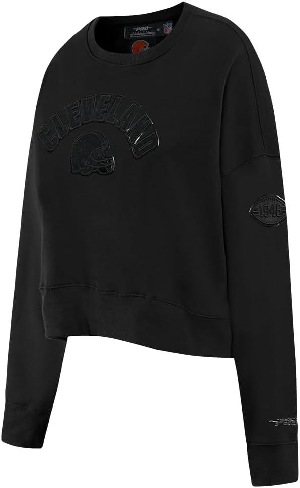 imagePro Standard Womens NFL Classic Triple Black Brushed Back French Terry Crewneck SweatshirtTriple Black