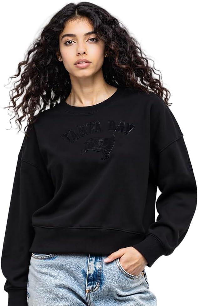imagePro Standard Womens NFL Classic Triple Black Brushed Back French Terry Crewneck SweatshirtTriple Black