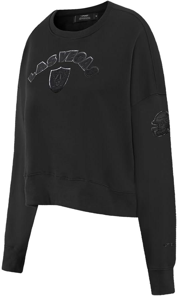 imagePro Standard Womens NFL Classic Triple Black Brushed Back French Terry Crewneck SweatshirtTriple Black
