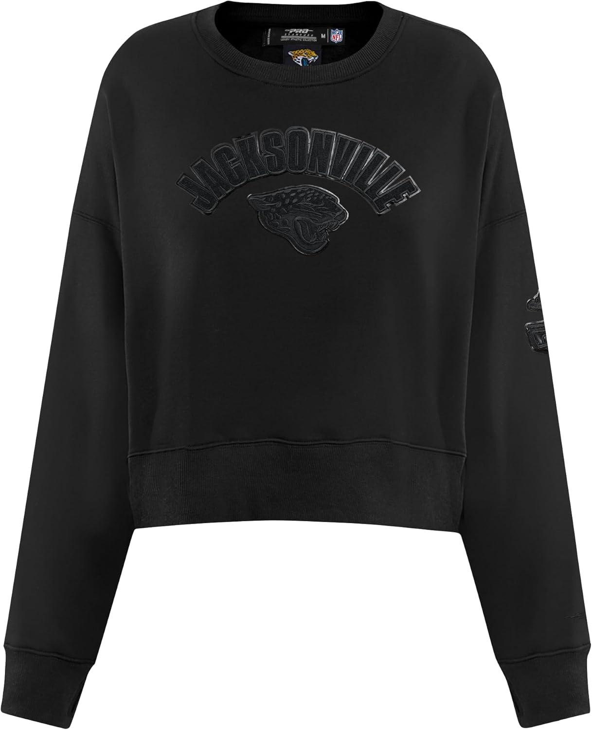 imagePro Standard Womens NFL Classic Triple Black Brushed Back French Terry Crewneck SweatshirtTriple Black