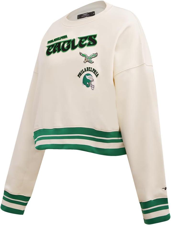 imagePro Standard Womens NFL Retro Classics Brushed Back French Terry Crewneck SweatshirtEggshell Kelly Green