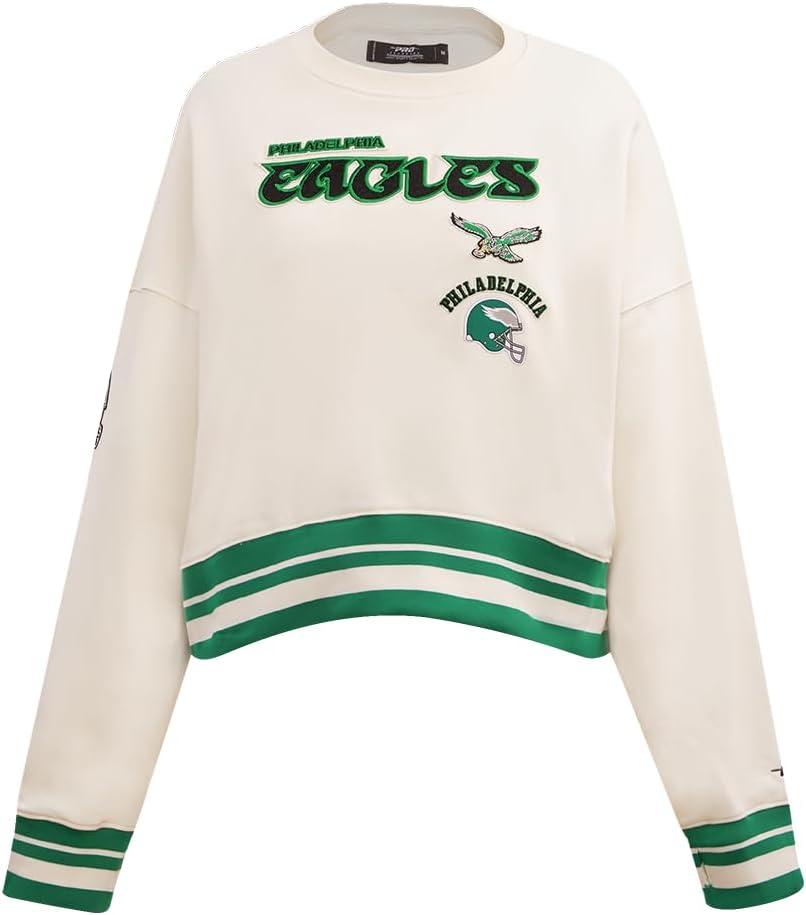 imagePro Standard Womens NFL Retro Classics Brushed Back French Terry Crewneck SweatshirtEggshell Kelly Green