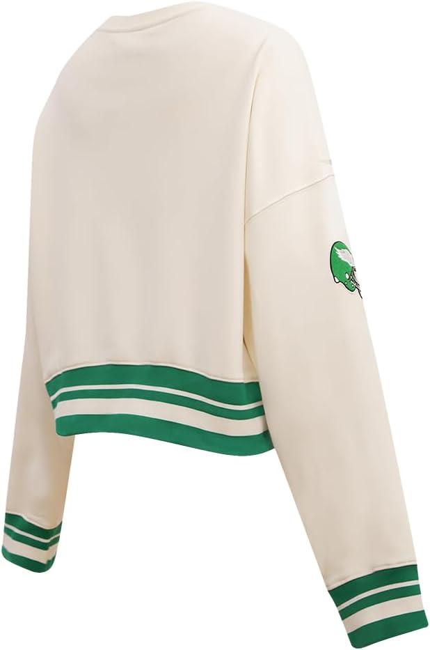imagePro Standard Womens NFL Retro Classics Brushed Back French Terry Crewneck SweatshirtEggshell Kelly Green