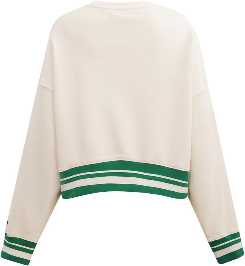 imagePro Standard Womens NFL Retro Classics Brushed Back French Terry Crewneck SweatshirtEggshell Kelly Green